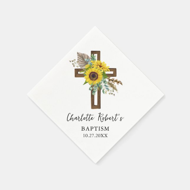 Guardanapo De Papel Batismo Russo Boho Sunflower & Eucalyptus (Canto)