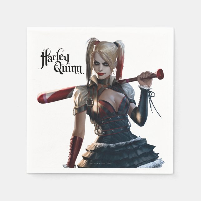 Guardanapo De Papel Batman Arkham Knight | Harley Quinn com Bat (Frente)