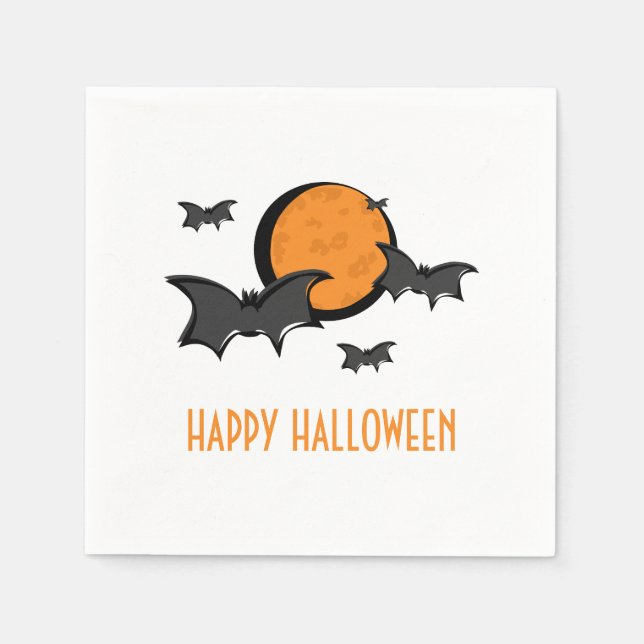 Guardanapo De Papel Bats and Moon Halloween Paper Napkins (Frente)
