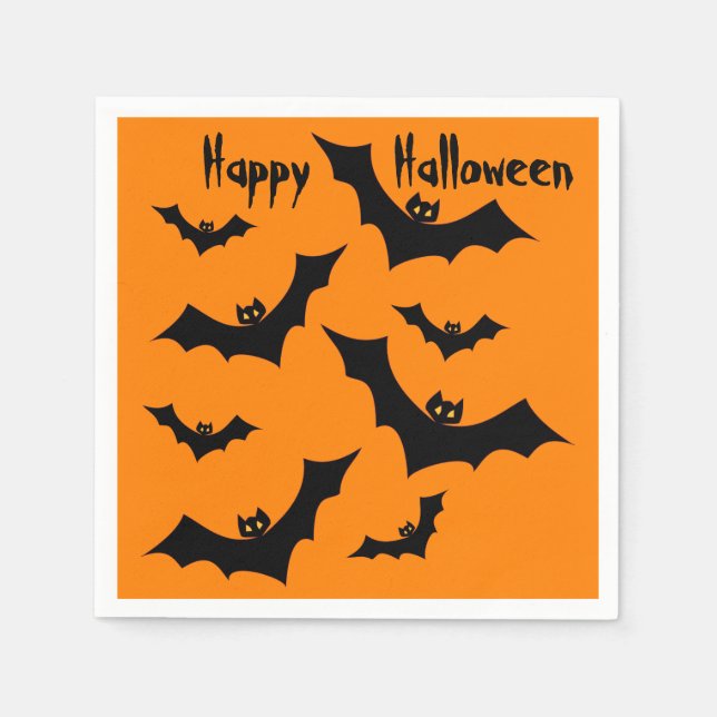 Guardanapo De Papel Bats Happy Halloween Festa (Frente)