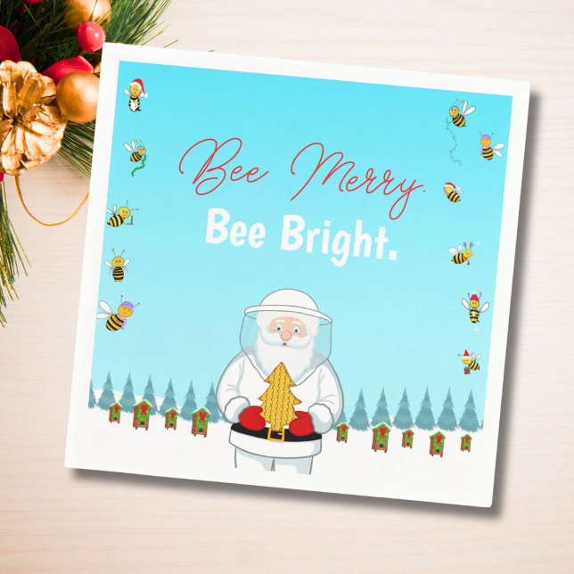Guardanapo De Papel Be Merry. Be Bright. Christmas Beekeeper Santa (Criador carregado)