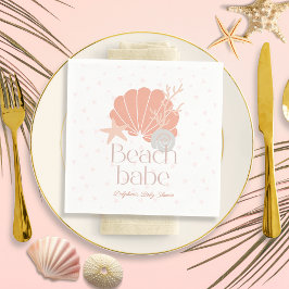 Guardanapo De Papel Beach Babe Seashell Pink Girl Baby Shower