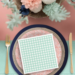 Guardanapo De Papel Beach Baby no Conselho Mint Gingham Chá de fraldas