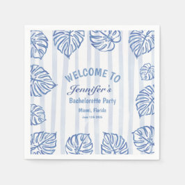 Guardanapo De Papel Beach BACHELORETTE Whimsical Blue palm leaves