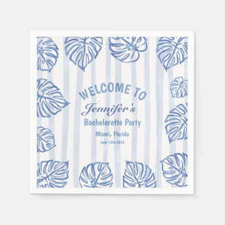 Guardanapo De Papel Beach BACHELORETTE Whimsical Blue palm leaves
