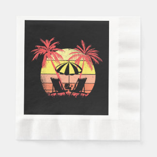 Guardanapo De Papel Beach Chairs Parasol Summer Sunset 80s Palm Tree