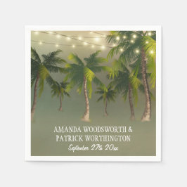 Guardanapo De Papel Beach Lights Palm Tree Casamento Tropical Napkins