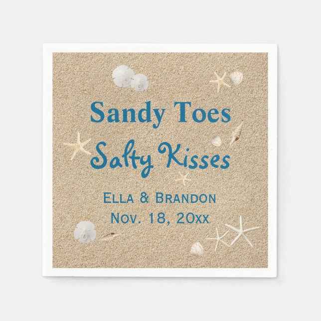 Guardanapo De Papel Beach Sandy Toes Salty Kisses Casamento Napkin (Frente)