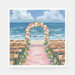 Guardanapo De Papel Beach Wedding Aisle Floral Watercolor