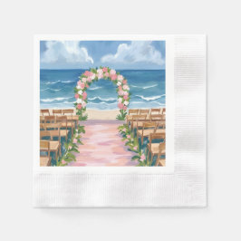 Guardanapo De Papel Beach Wedding Aisle Floral Watercolor