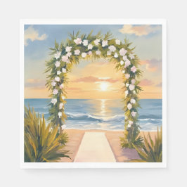 Guardanapo De Papel Beach Wedding Arch Floral Watercolor