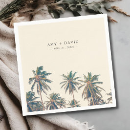 Guardanapo De Papel Beach Wedding Reception Palm Tree Personalized