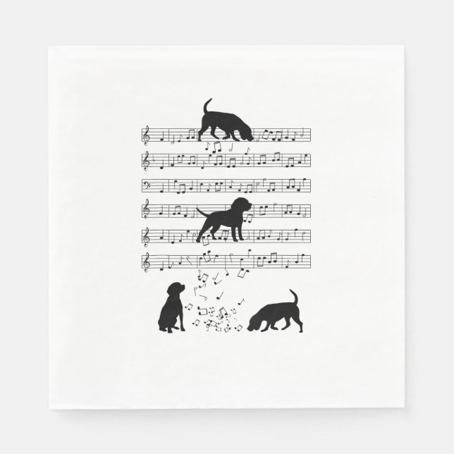 Guardanapo De Papel Beagle dog Music Note Clef Musical Cute Beagle do (Frente)
