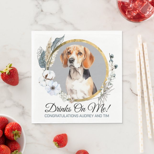 Guardanapo De Papel Beagle Dog Pet Wedding Napkins com Cães Foto (Insitu)