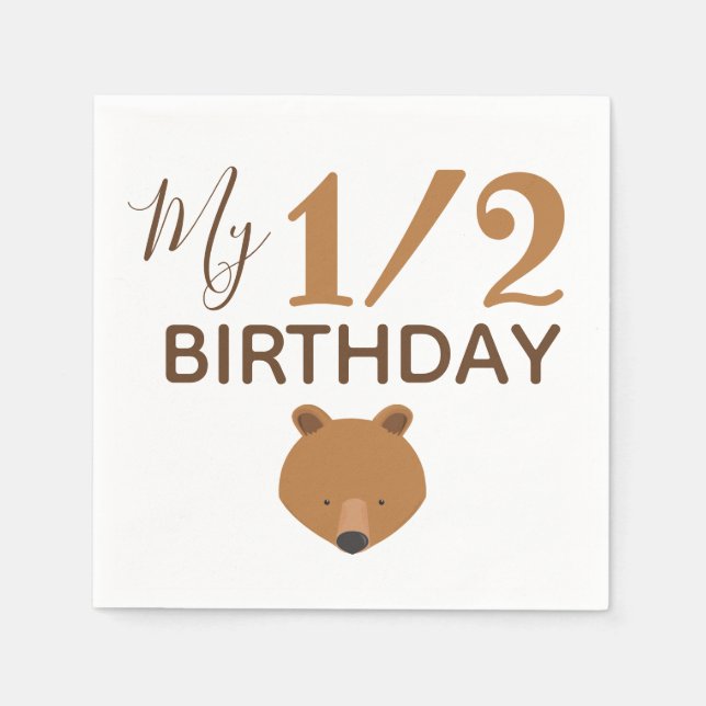 Guardanapo De Papel Bear Baby Half Birthday (Frente)