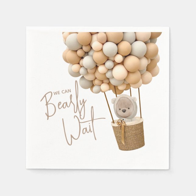 Guardanapo De Papel Bear Balões Modernos Chá de fraldas neutro em rela (Frente)