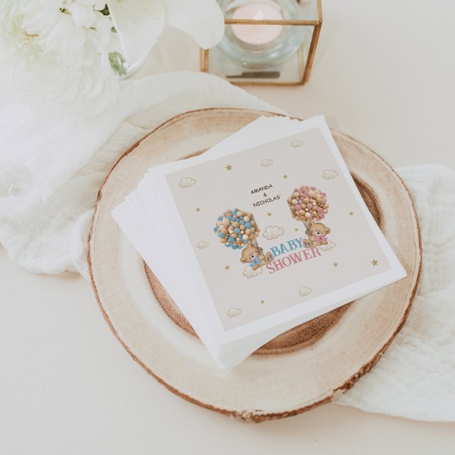 Guardanapo De Papel Bear Gêmeos Chá Menino Azul Rosa (Criador carregado)