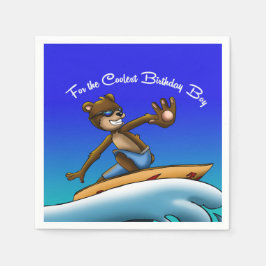 Guardanapo De Papel Bear Surfer Birday