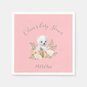 Guardanapo De Papel Bear Urso Polar Rosa Chá Napkins