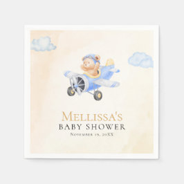 Guardanapo De Papel Bearly Wait Baby Shower, Flying Bear Watercolor