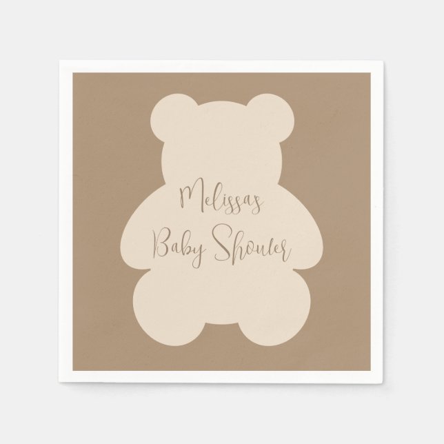Guardanapo De Papel Bearly Wait Beige Teddy Bear Baby Shower (Frente)