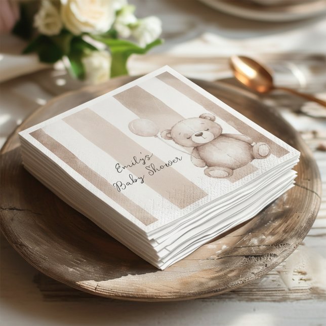 Guardanapo De Papel Bearly Wait Neutral Teddy Baby Shower (Criador carregado)