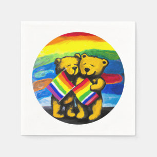 Guardanapo De Papel Bears Love Casal LGBT Sinalizador do arco-íris