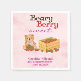 Guardanapo De Papel Beary Berry Sweet Strawberry Cub Party