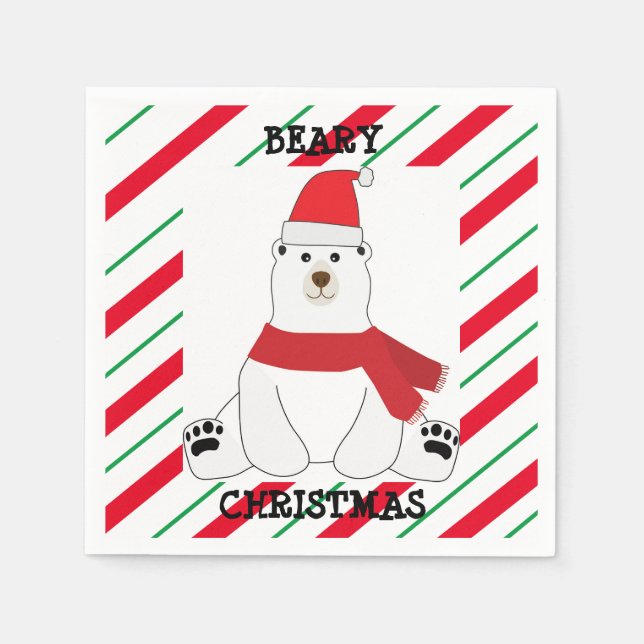 Guardanapo De Papel Beary Christmas Party Napkins (Frente)