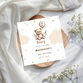 Guardanapo De Papel Beary First Balloon Boy 1st Birthday Teddy Bear