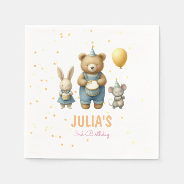 Guardanapo De Papel Beary Special Birthday Bash (Frente)