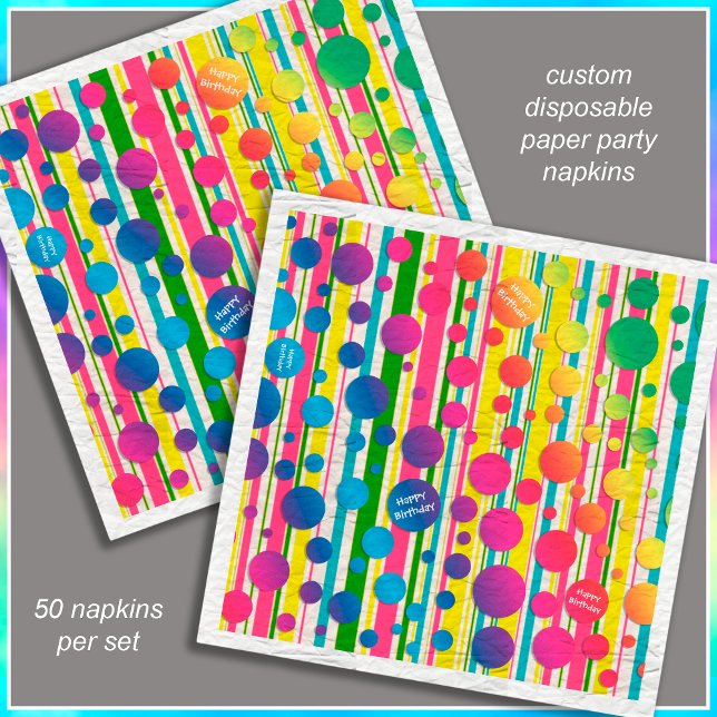 Guardanapo De Papel [Beatnik Bubbles] Papel com Bolinhas retrorativa (Customize the text for you event. )