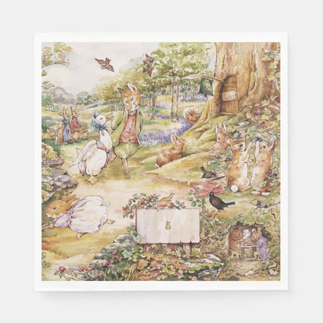 Guardanapo De Papel Beatrix Potter Cute Peter e Amigos (Frente)
