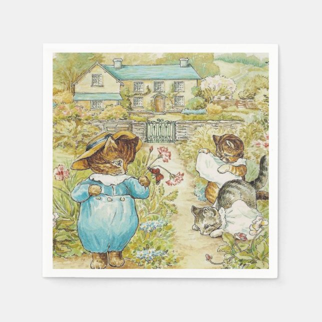 Guardanapo De Papel Beatrix Potter Kittens (Frente)