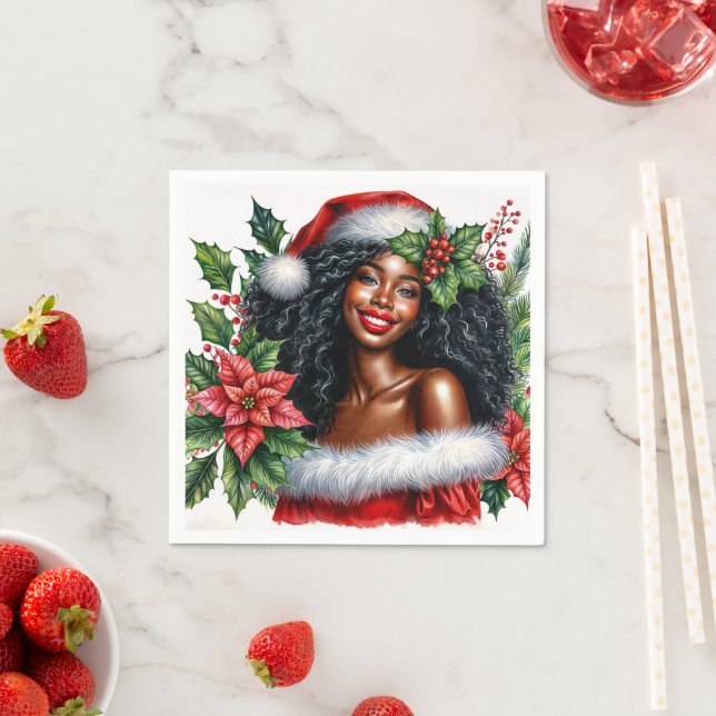 Guardanapo De Papel Beautiful Black Woman Christmas (Insitu)