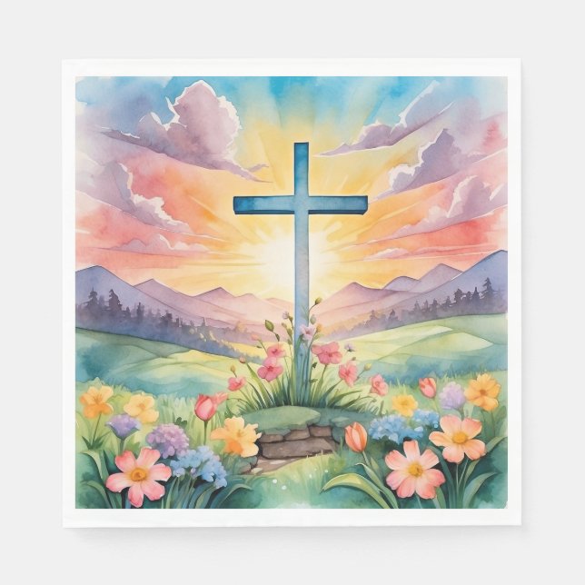 Guardanapo De Papel Beautiful Easter Watercolor Art (Frente)