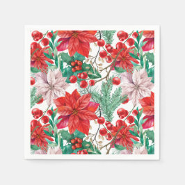 Guardanapo De Papel Beautiful red and white Christmas poinsettia