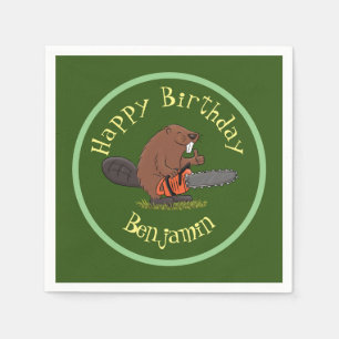 Guardanapo De Papel Beaver com desenho animado de motosserra