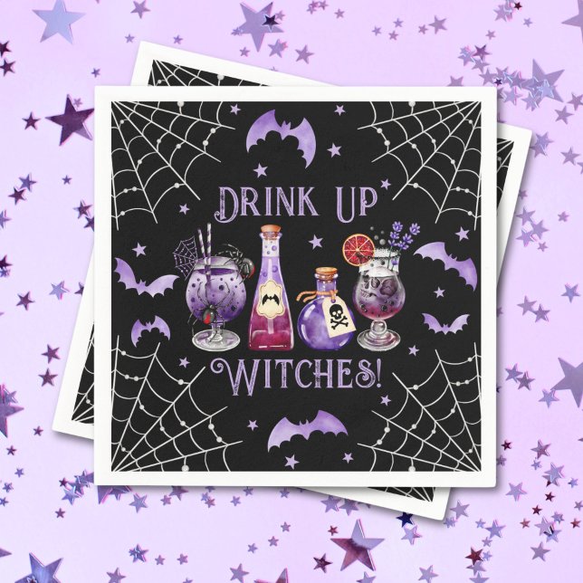 Guardanapo De Papel Beba bruxas, coquetéis e fantasias Halloween (Drink Up Witches Cocktails and Costume Halloween Napkins)