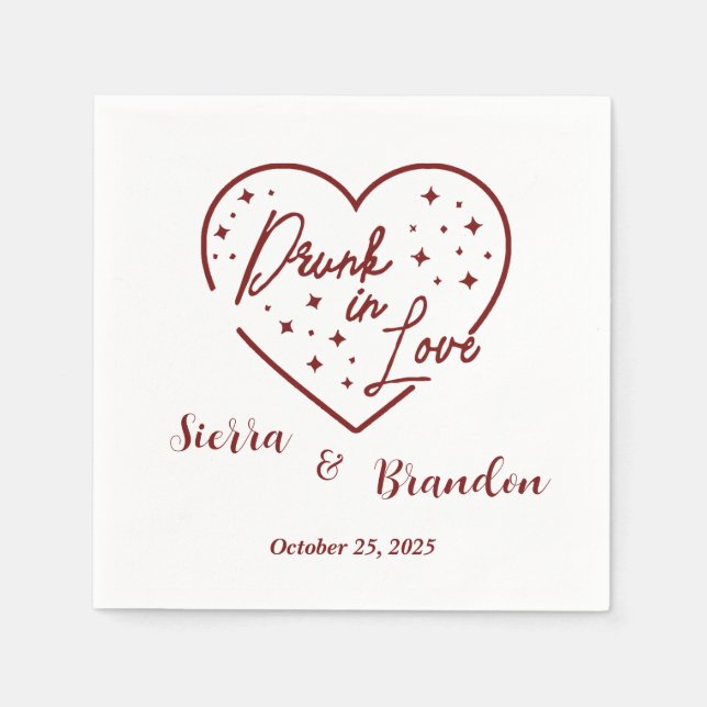 Guardanapo De Papel Bebado Apaixonado Festa de casamento Personalizada (Frente)