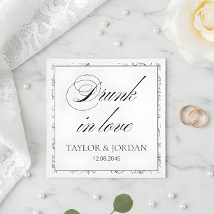 Guardanapo De Papel Bêbado de Amor Script Floral Casamento Personaliza