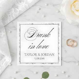 Guardanapo De Papel Bêbado de Amor Script Floral Casamento Personaliza