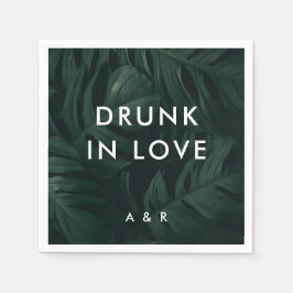 Guardanapo De Papel Bebado De Casamento De Palma Tropical Apaixonada