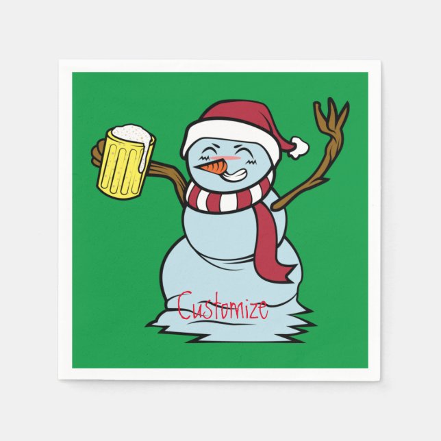 Guardanapo De Papel Bebado de cerveja Snowman Thunder_Cove (Frente)