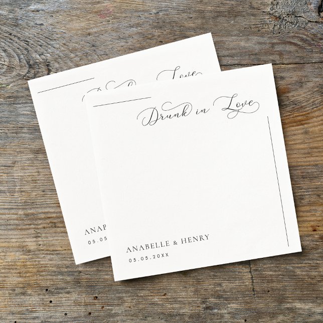 Guardanapo De Papel Bebado no Amor Casamento Napkins - Script Elegante (Criador carregado)