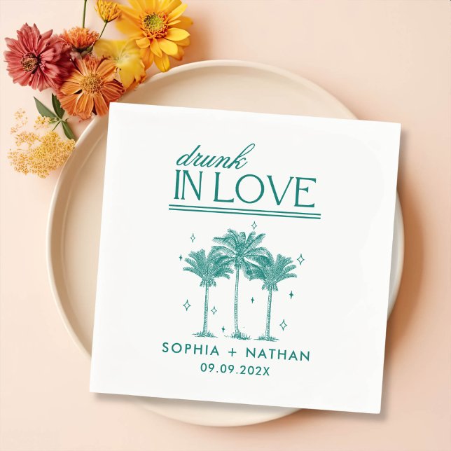 Guardanapo De Papel Bebado No Amor Casamento Personalizado De Praia (Criador carregado)