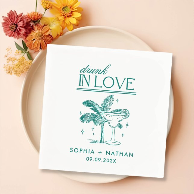 Guardanapo De Papel Bebado No Amor Casamento Personalizado De Praia Na (Criador carregado)