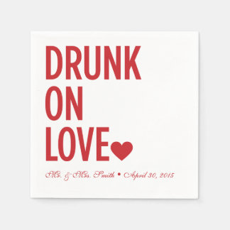 Guardanapo De Papel Bebado sobre Casamento de Amor Napkins Vermelho