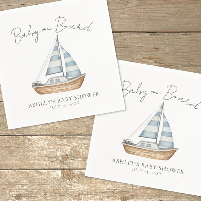 Guardanapo De Papel Bebê a Bordo Chá de Bebê Náutico (Baby On Board Nautical Baby Shower Napkins)