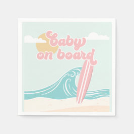 Guardanapo De Papel Bebê a Bordo Chuveiro de Bebê Praia Rosa